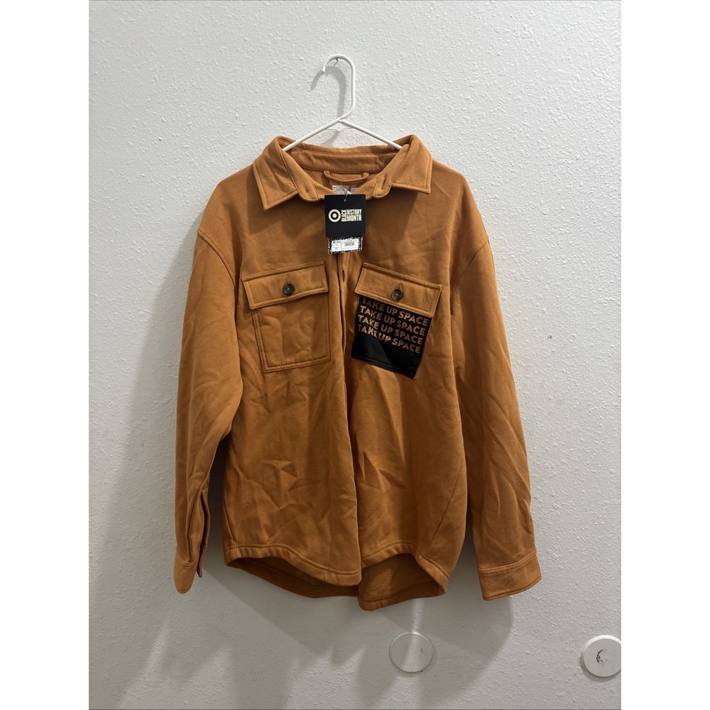 Orange Button Shirt Black Month History Large